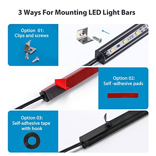 Litever LED Safe Lighting Kit. Door Control Activated. 6 pcs Slim 12 inch Light Bars. Linkable Extendable Plug-in for Gun Safe, Closet, Showcase, in-Cabinet Under Counter Pantry. Daylight 5000K - Image 5