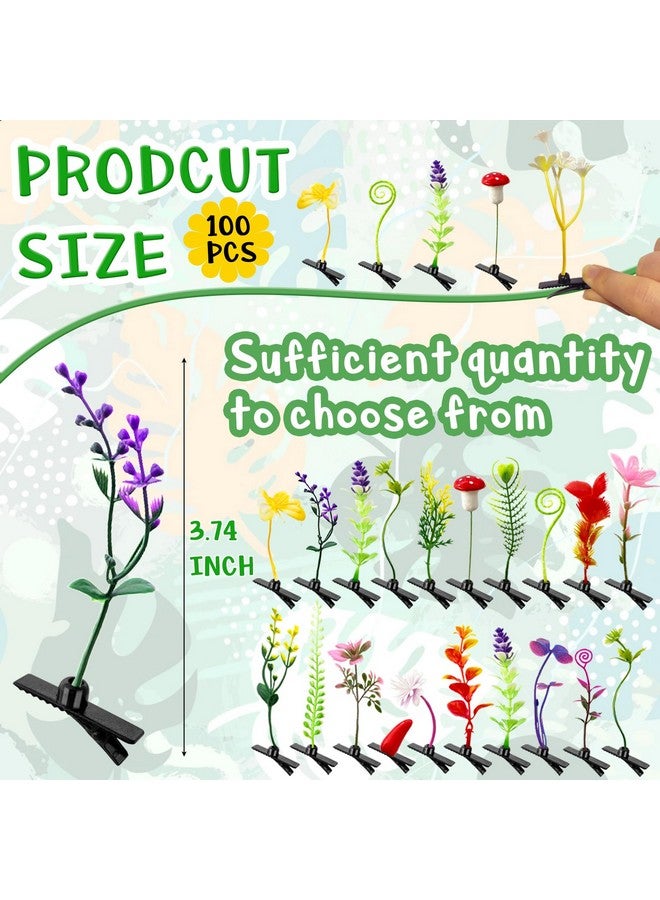 Haawooky 100 Pieces Bean Sprout Hair Clips,Mixed Style Plant Hairpins,Funny Plant Hairpins Hair Accessories for Women,Girls,Kids,Home Party,School - Image 2
