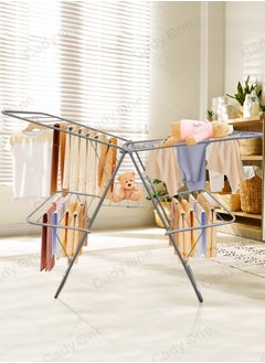 Laundry rack and clothes drying rack made of galvanized steel with two silver shelves - pzsku/Z1F3C252A1EC448EBDF15Z/45/_/1714220583/d069f0f6-9918-4357-88ce-599f56938e29