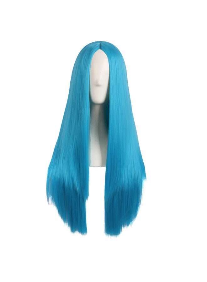 MapofBeauty MapofBeauty 28 Inch/70cm Women Special Natural Long Straight Synthetic Wig (Cyan Blue)  - Image 1