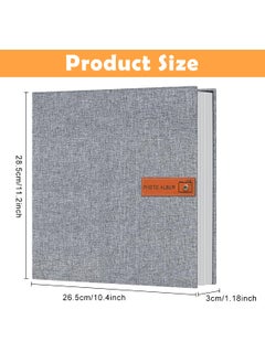 HASTHIP HASTHIP® Photo Album - Self Adhesive Scrapbook Album for 4x6 5x7 8x10 Pictures, Linen Cover with 40 Pages DIY Photo Book, Birthday Gifts for Women Mom Family Baby Wedding Travel (11.5"x10.6", Grey)  - Image 2