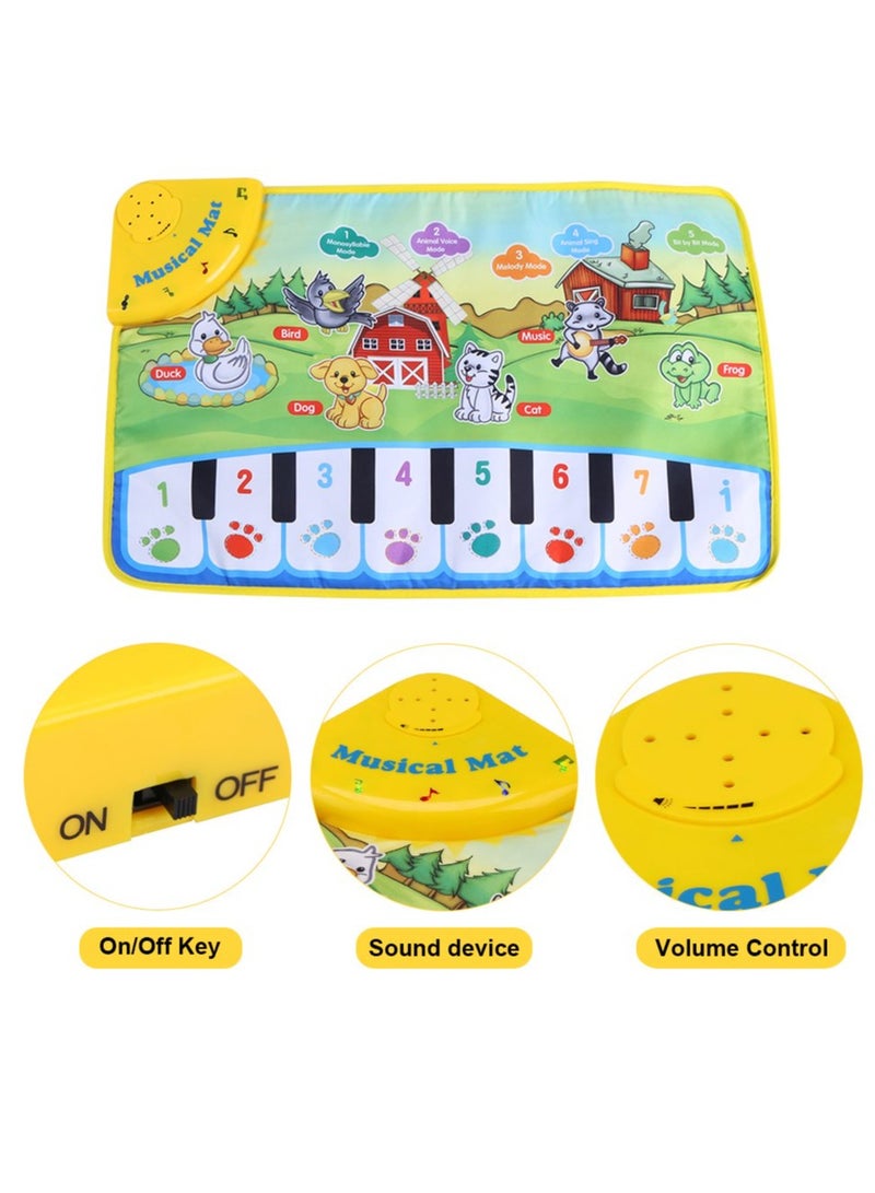 SOLARAE Musical Dance Mat for Kids, 60 x 39 cm Piano Music Carpet, Educational Crawling Mat for Babies, Fun Musical Toy Gift for Children - Image 2