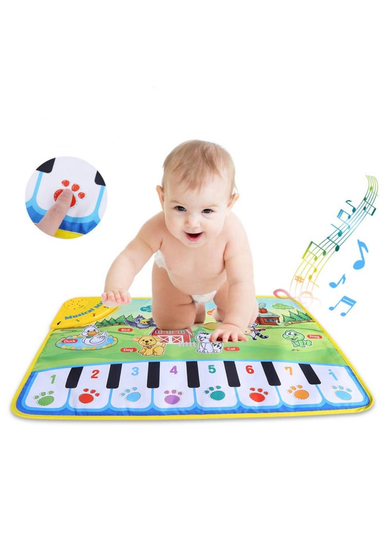 SOLARAE Musical Dance Mat for Kids, 60 x 39 cm Piano Music Carpet, Educational Crawling Mat for Babies, Fun Musical Toy Gift for Children - Image 1