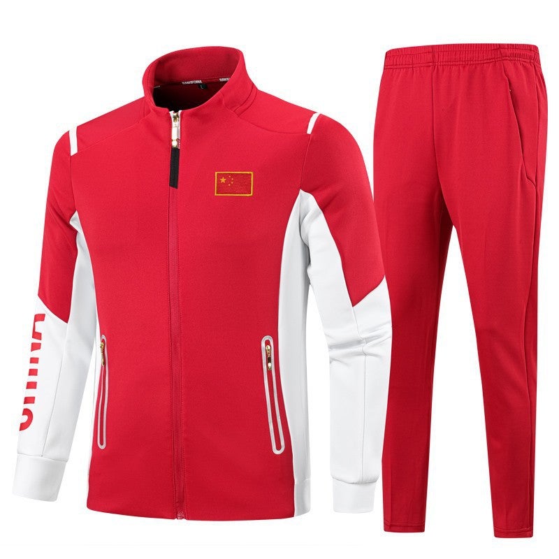 National Fashion Sports And Leisure Suit Men'S Coat Stand Collar Straight Pants Couple Sweater Men'S Pass Code Group Training Clothes - Image 1