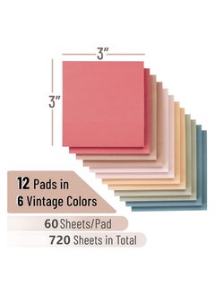 Generic 720 Pcs Sticky Notes, post it notes 3x3 in, Vintage Colors Self-Stick Note Pads, Perfect for Office School Home Desk Accessories - Vintage Colors  - Image 3