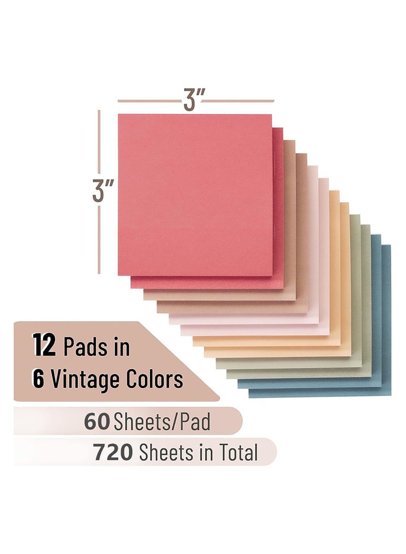 Generic 720 Pcs Sticky Notes, post it notes 3x3 in, Vintage Colors Self-Stick Note Pads, Perfect for Office School Home Desk Accessories - Vintage Colors  - Image 3
