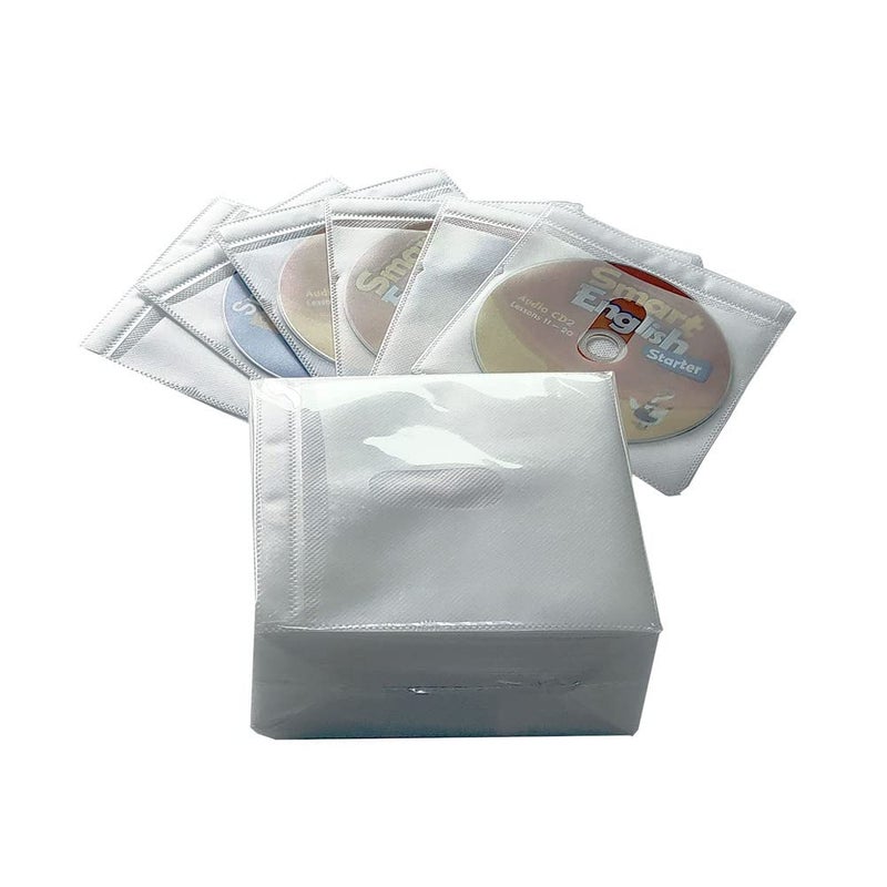 AOWIS 100PCS CD Storage Cases Standard TwoSided Clear CD Sleeve case with DropProof Closure