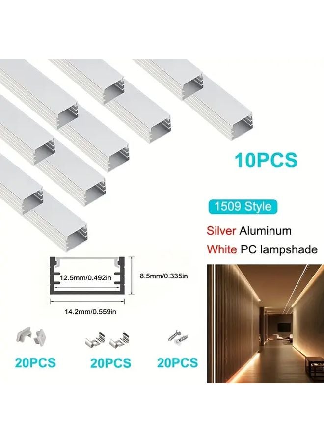 10Pcs LED Aluminum Channel System 19.69 Inch Milky White Diffuser Cover Easy Install - Image 1