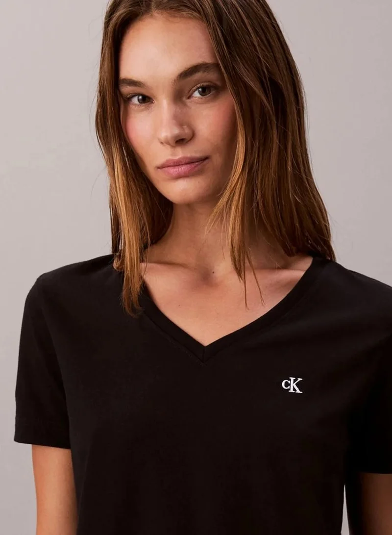Calvin Klein Black Monogram Logo Tee for Women | Best Price UAE