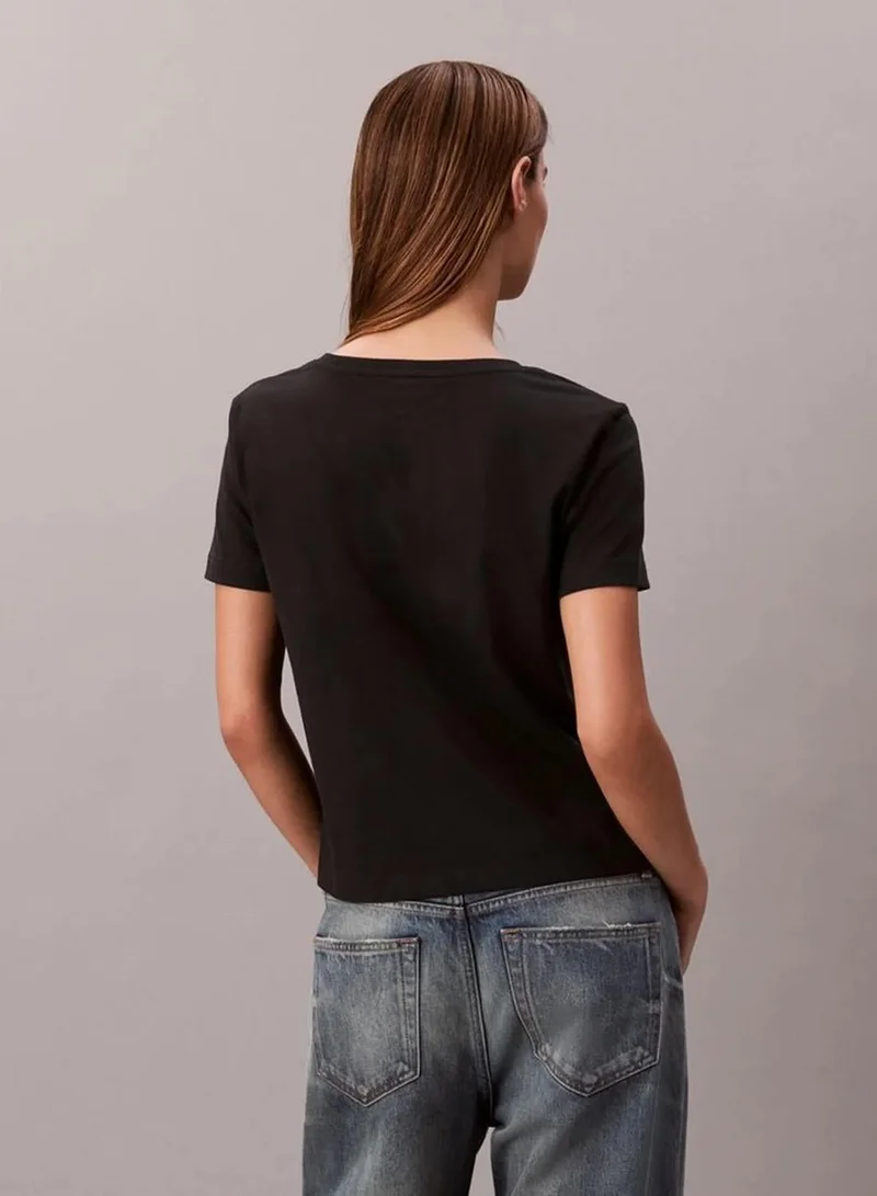 Calvin Klein Black Monogram Logo Tee for Women | Best Price UAE
