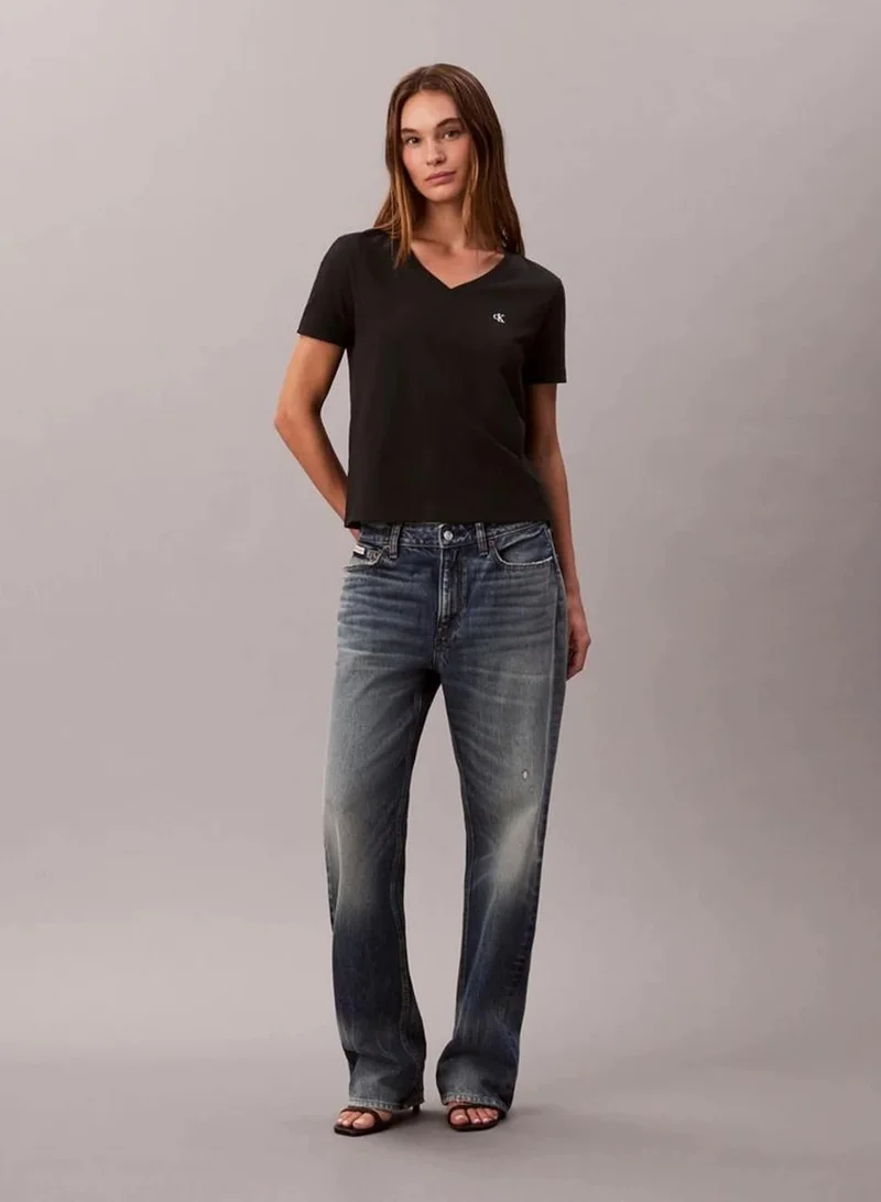 Calvin Klein Black Monogram Logo Tee for Women | Best Price UAE