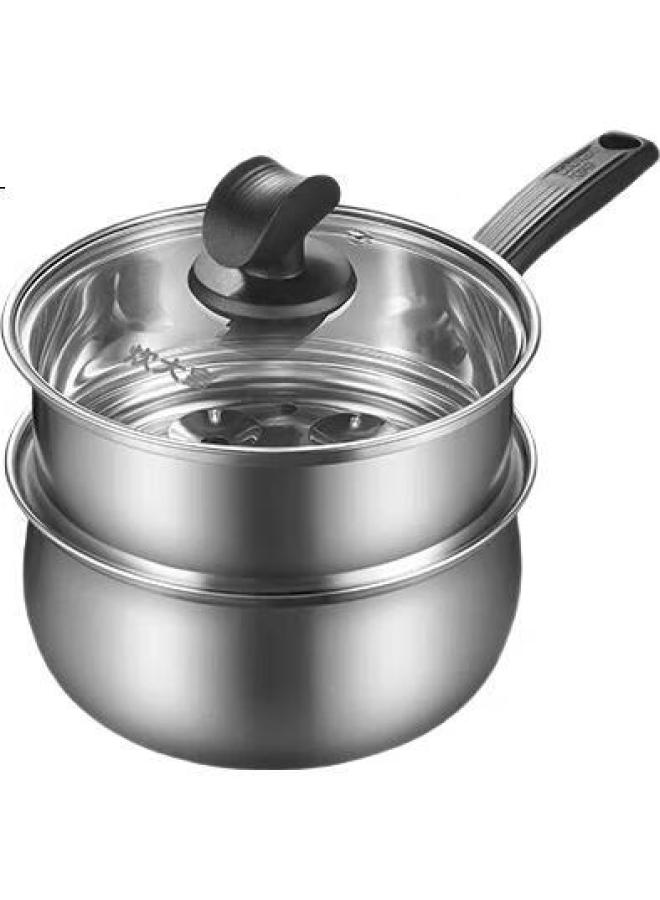 COOKER KING Chuidahuang 304 Stainless Steel Milk Pot 16Cm With Steamer, Baby Food Pot, Soup Pot, Infant Milk Cooking Pot - Image 1