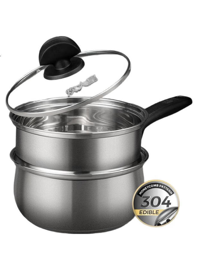 COOKER KING Chuidahuang 304 Stainless Steel Milk Pot 16Cm With Steamer, Baby Food Pot, Soup Pot, Infant Milk Cooking Pot - Image 2