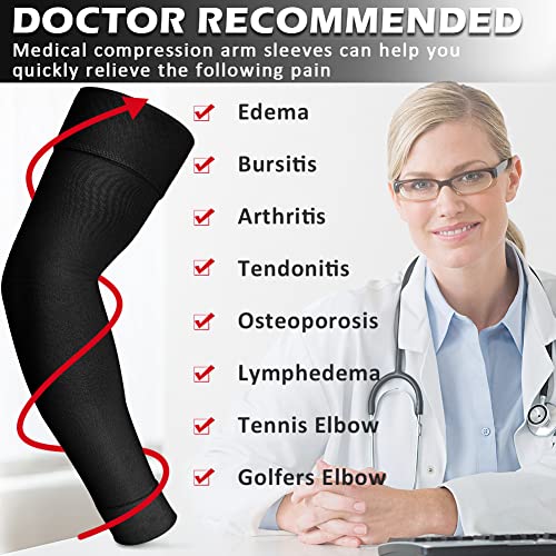Ailaka Medical Compression Arm Sleeves for Men Women - 20-30 mmHg Lymphedema Compression Sleeves Support for Arms Pain - Image 4