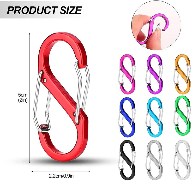 Kidultz (Pack of 5) Carabiner Clip Snap Hooks Lightweight Aluminum S-Type Dual Locking Clips Carabiner Keychain for Hiking Backpack Outdoor Camping Buckle (Gold) - Image 1