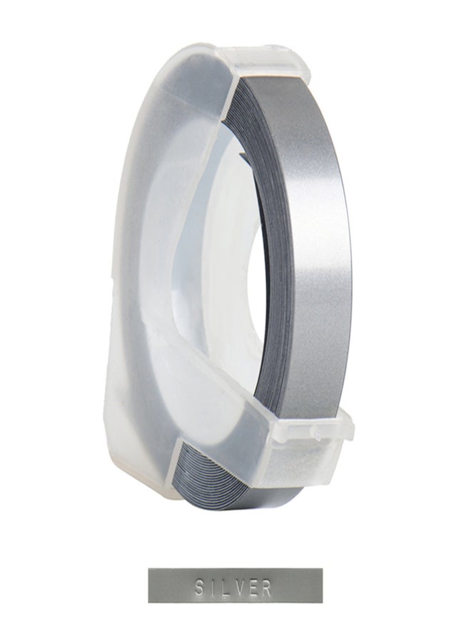 3D Plastic Embossing Label Tape Refill for DYMO 12965 1610 Label Maker with 3/8 Inch * 9.8 feet, 1 Roll Silver - Image 1