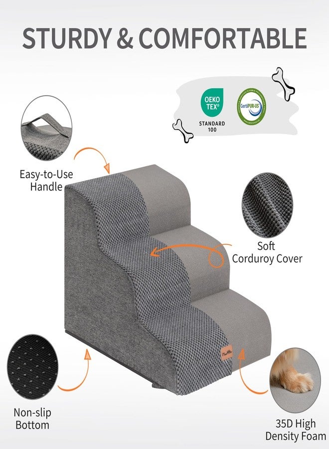 MADE 4 PETS Made4Pets Dog Stairs Ramp for Small Dogs 15.7" H, 3-Step Dog Steps for Bed Couch Sofa and Chair, 35D Foam Pet Steps for Small Dogs and Cats, Non-Slip Bottom Pet Stairs, Grey - Image 5