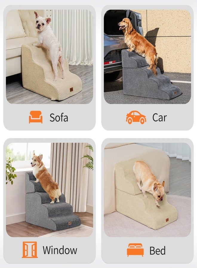 MADE 4 PETS Made4Pets Dog Stairs Ramp for Small Dogs 15.7" H, 3-Step Dog Steps for Bed Couch Sofa and Chair, 35D Foam Pet Steps for Small Dogs and Cats, Non-Slip Bottom Pet Stairs, Grey - Image 3