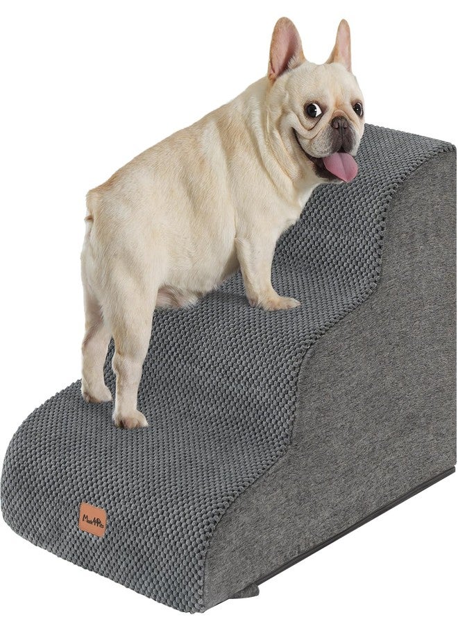 MADE 4 PETS Made4Pets Dog Stairs Ramp for Small Dogs 15.7" H, 3-Step Dog Steps for Bed Couch Sofa and Chair, 35D Foam Pet Steps for Small Dogs and Cats, Non-Slip Bottom Pet Stairs, Grey - Image 1