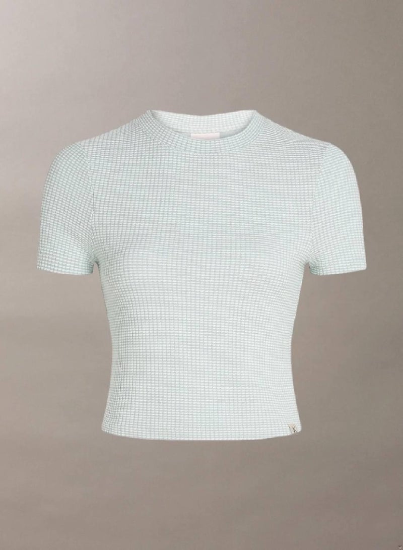 كالفن كلاين جينز تيشرت بقصة ضيقة من قماش بنمط وافل - Image 5