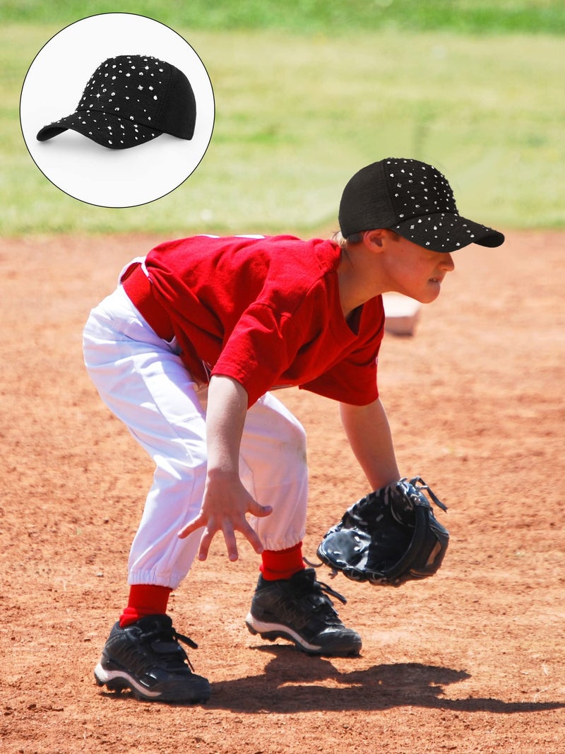 Loopeer 2 Pcs Adjustable Breathable Rhinestone Baseball Cap for Women Men Sequins Casual Sports Cap Rhinestone Hat(Black, White) - Image 5