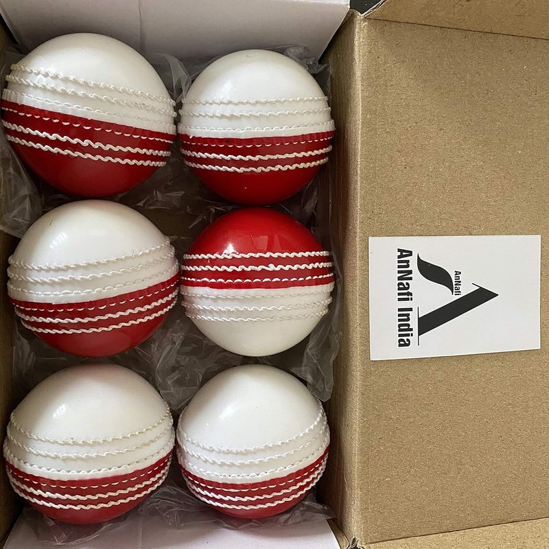 AnNafi ® Dual Color Cricket Coaching Balls Sports Training & Fun Balls | Double Color Ball red and White | Sports & Games | Light Weight Attractive Cricket Ball for Practice with Kids & Adults - Image 3