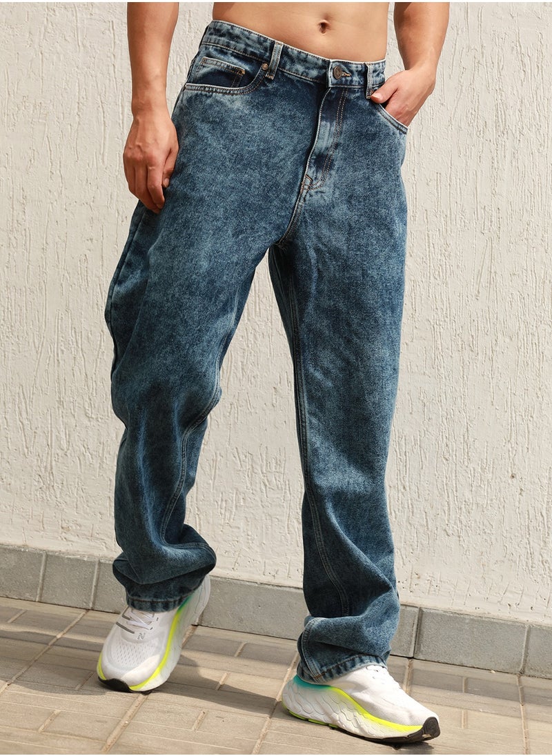 Hubberholme Men's Indigo Straight Fit Clean Look Pure Cotton Jeans  - Image 1