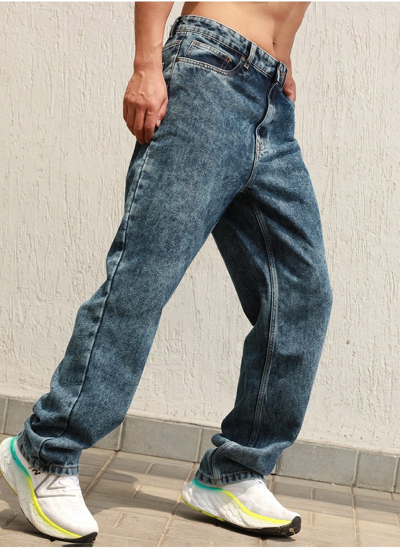 Hubberholme Men's Indigo Straight Fit Clean Look Pure Cotton Jeans  - Image 2