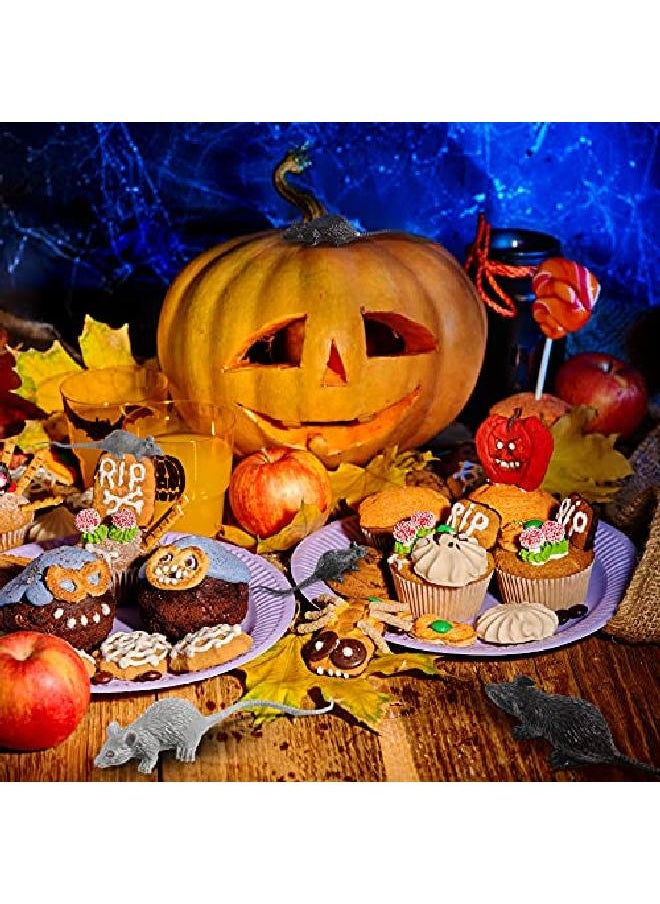 Sumind - 24 Pieces Halloween Fake Mouse Fake Mice Realistic Fake Rat Mini Simulated Mouse Halloween Joke Prank Plastic Mouse Figurines(Black Grey) - Image 1
