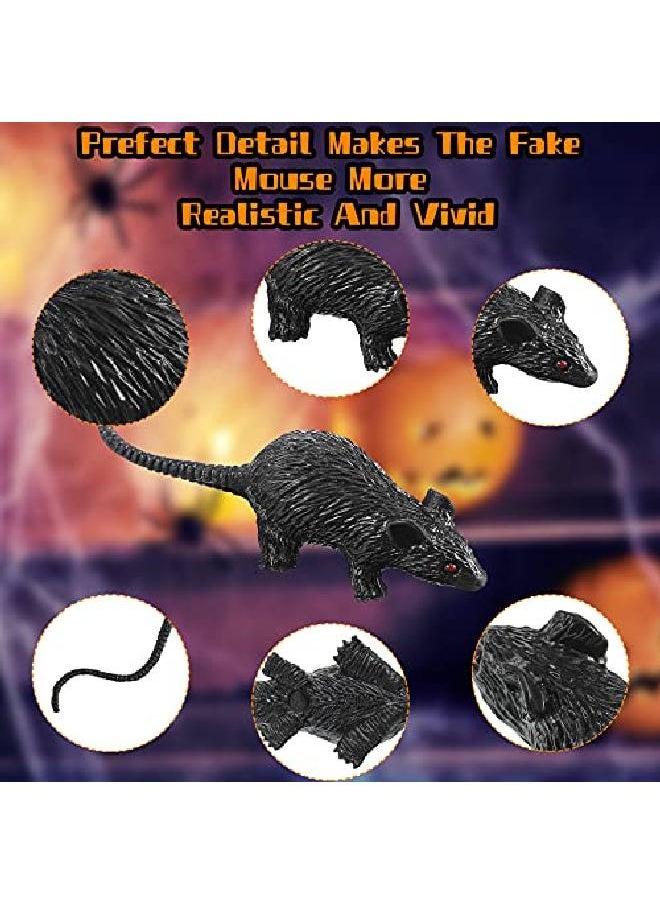 Sumind - 24 Pieces Halloween Fake Mouse Fake Mice Realistic Fake Rat Mini Simulated Mouse Halloween Joke Prank Plastic Mouse Figurines(Black Grey) - Image 1