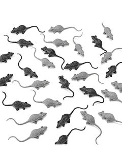 24 Pieces Halloween Fake Mouse Fake Mice Realistic Fake Rat Mini Simulated Mouse Halloween Joke Prank Plastic Mouse Figurines(Black Grey)