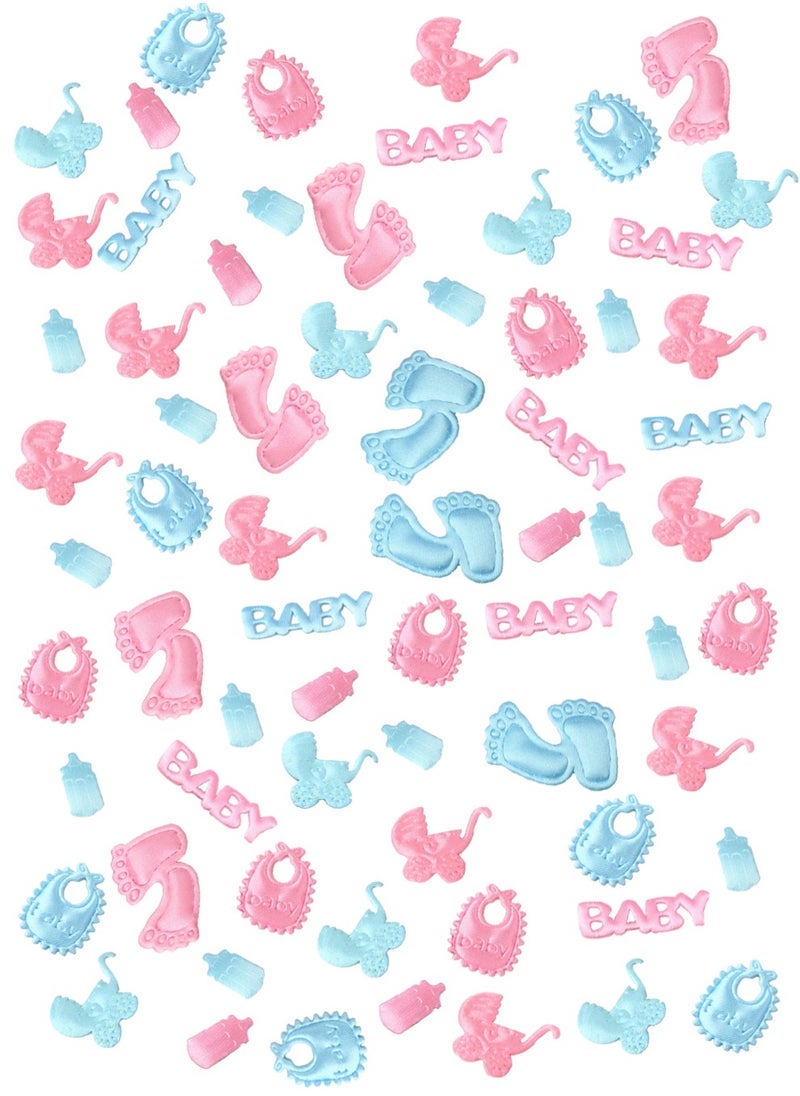 XIYU 200pcs, Gender Reveal Decoration Birthday Party Decoration Supplies Gender Reveal Table Decor Confettiï¼ŒPink Blue Paper Confettiï¼ˆLittle feet, baby bottles, strollers...ï¼‰ - Image 1