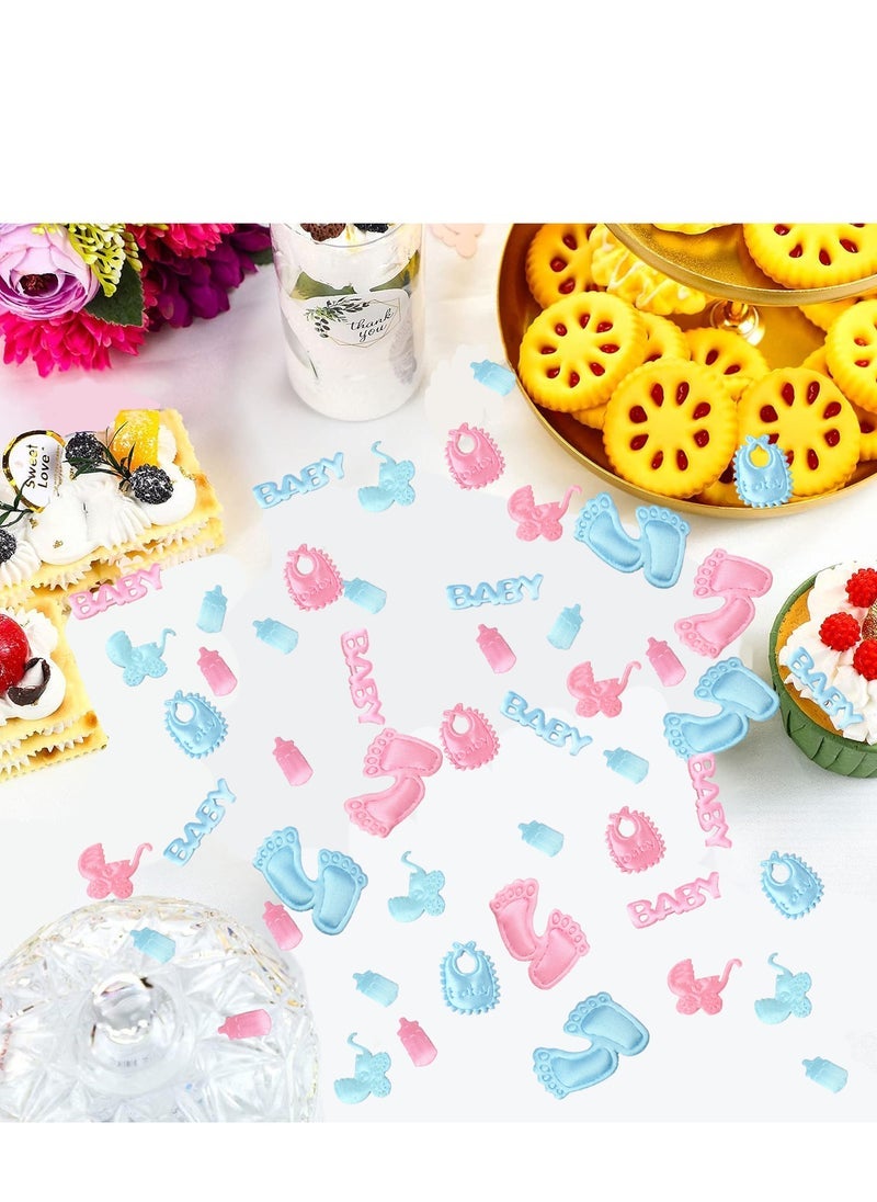 XIYU 200pcs, Gender Reveal Decoration Birthday Party Decoration Supplies Gender Reveal Table Decor Confettiï¼ŒPink Blue Paper Confettiï¼ˆLittle feet, baby bottles, strollers...ï¼‰ - Image 2