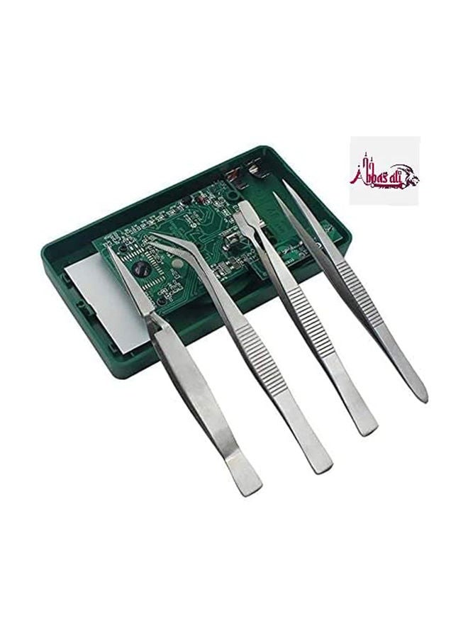 ABBASALI 4Pcs Set Precision Tweezers Stainless Steel Thick Electronics Forceps Eyebrow Tweezers Anti-Skid Makeup Repair Multi Tools - Image 2