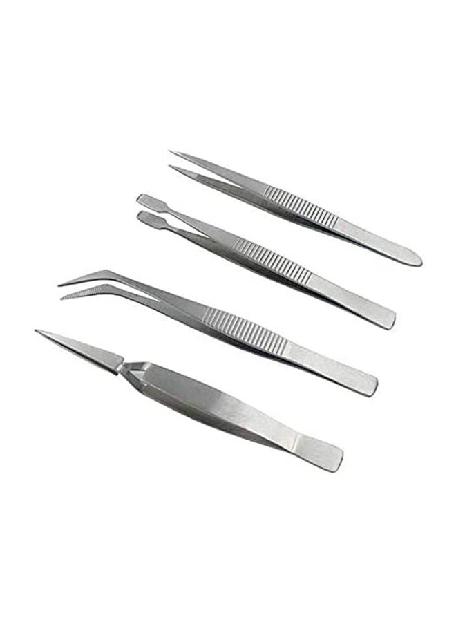 ABBASALI 4Pcs Set Precision Tweezers Stainless Steel Thick Electronics Forceps Eyebrow Tweezers Anti-Skid Makeup Repair Multi Tools - Image 1