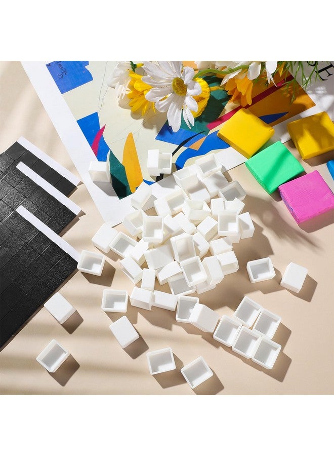 كويكاي 150 قطعة نصف مقالي ألوان مائية فارغة مع 150 قطعة شريط مغناطيسي أبيض من البلاستيك طلاء نصف مقالي فنان نصف مقالي ألوان مائية مناسبة للزيوت المائية أو الأكريليك لوحة طلاء القصدير للسفر رسم فني - Image 5