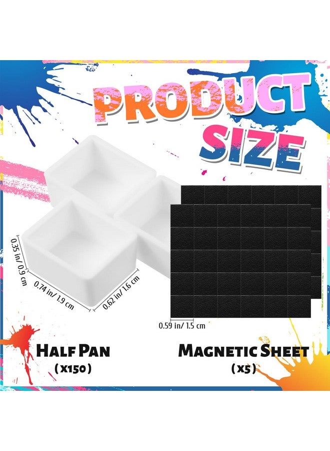 كويكاي 150 قطعة نصف مقالي ألوان مائية فارغة مع 150 قطعة شريط مغناطيسي أبيض من البلاستيك طلاء نصف مقالي فنان نصف مقالي ألوان مائية مناسبة للزيوت المائية أو الأكريليك لوحة طلاء القصدير للسفر رسم فني - Image 3