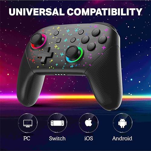 NITHO COSMOS Wireless Controller for PC, Windows, Switch, iOS, Android, Gaming Gamepad with Dynamic RGB Lights | 6-Axis Motion Sensor | Programmable Turbo | Dual Vibration | Lightweight - Image 3