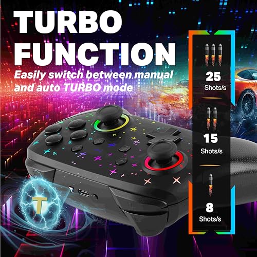 NITHO COSMOS Wireless Controller for PC, Windows, Switch, iOS, Android, Gaming Gamepad with Dynamic RGB Lights | 6-Axis Motion Sensor | Programmable Turbo | Dual Vibration | Lightweight - Image 5