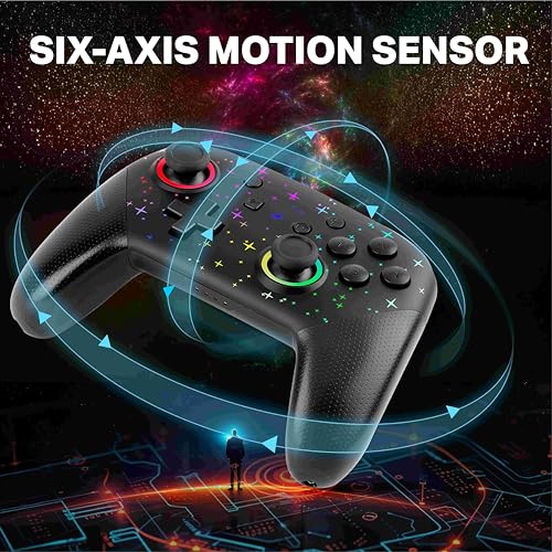 NITHO COSMOS Wireless Controller for PC, Windows, Switch, iOS, Android, Gaming Gamepad with Dynamic RGB Lights | 6-Axis Motion Sensor | Programmable Turbo | Dual Vibration | Lightweight - Image 4
