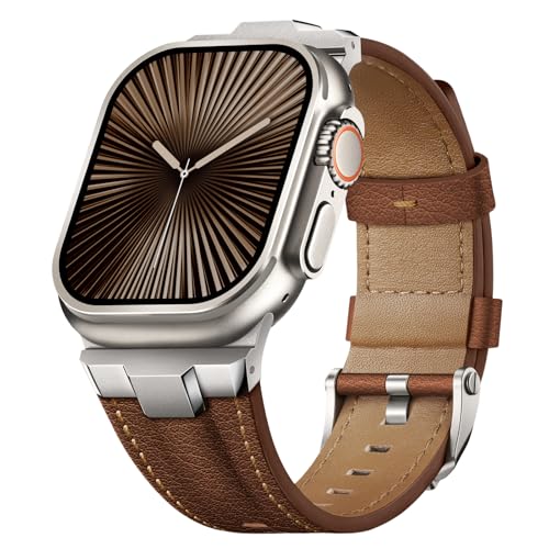 Suitisbest أشرطة جلدية Suitisbest متوافقة مع ساعة آبل الترا 49mm 46mm 45mm 44mm 42mm، حزام استبدال جلد طبيعي لساعة آبل سيريز 11 10 9 8 7 6 5 4 3 2 1، SE 3 2 1، الترا 3 2 1 - Image 1