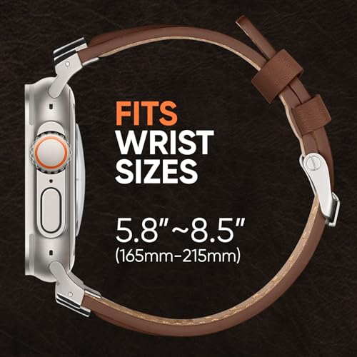 Suitisbest أشرطة جلدية Suitisbest متوافقة مع ساعة آبل الترا 49mm 46mm 45mm 44mm 42mm، حزام استبدال جلد طبيعي لساعة آبل سيريز 11 10 9 8 7 6 5 4 3 2 1، SE 3 2 1، الترا 3 2 1 - Image 4