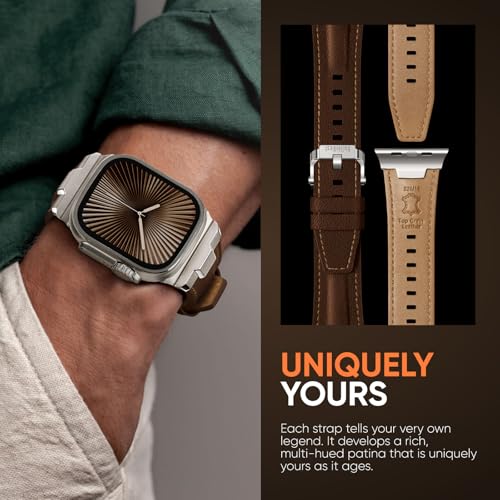 Suitisbest أشرطة جلدية Suitisbest متوافقة مع ساعة آبل الترا 49mm 46mm 45mm 44mm 42mm، حزام استبدال جلد طبيعي لساعة آبل سيريز 11 10 9 8 7 6 5 4 3 2 1، SE 3 2 1، الترا 3 2 1 - Image 5