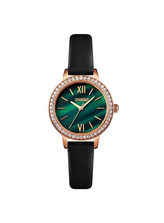 DUNISO Ladies Green Watches Women Watch Fashion Round Ladies Quartz Watch Green Dial Simple Black Strap Luxury Woman Watch 1711 - Image 2