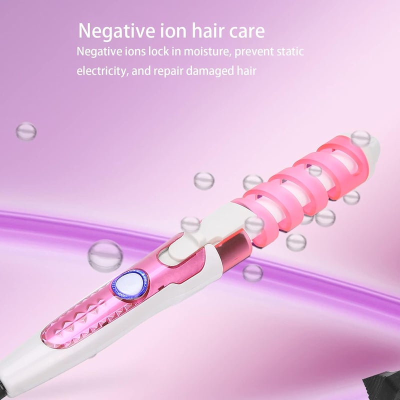klarako Hair Waver,Electric Hair Curling Wand Spiral Hair Curler Hair Crimper Curling Iron Hairstyling Tool Home Curling Iron 110\u2011240V gift for Women Girl party (pink) Pink - Image 5