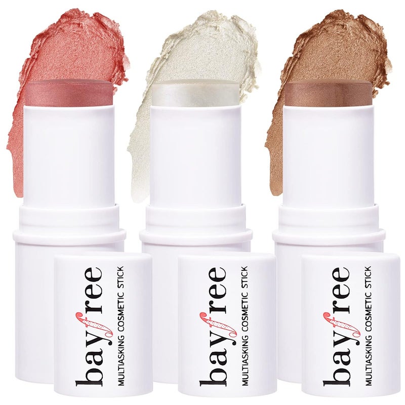 KIMUSE Multi Stick Trio Face Makeup Cream Blush Stick for Cheeks  Lips Contour Stick  Highlighter Makeup Sticks for All Skin
