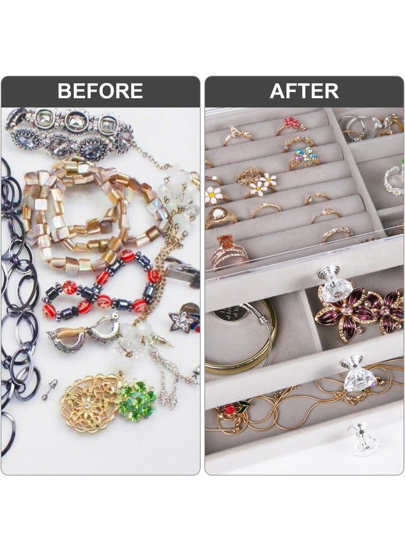 Acrylic Jewelry Organizer Clear Jewelry Box with 3 Drawers, Velvet Stackable Jewelry Box, Multifunctional Jewelry Box for Earrings, Rings, Necklaces, Watches, etc, Gift for Women (multicolor)  - Image 4