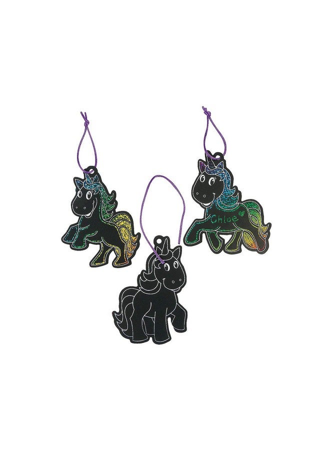 Fun Express Unicorn Magic Scratch Ornaments - 24 Pc - Crafts for Kids and Fun Home Activities