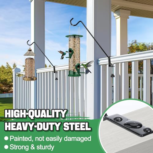 Biubee Deck Bird Feeder Hanger for Railing- 2Pack Heavy Duty Steel Stable Deck Railing Plant Hanger Outdoor, with Adjustable 3.1" Clamp, Deck Hook for Bird Feeder Plant Hangers Lanterns, 11 Inches - Image 5