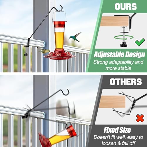 Biubee Deck Bird Feeder Hanger for Railing- 2Pack Heavy Duty Steel Stable Deck Railing Plant Hanger Outdoor, with Adjustable 3.1" Clamp, Deck Hook for Bird Feeder Plant Hangers Lanterns, 11 Inches - Image 3